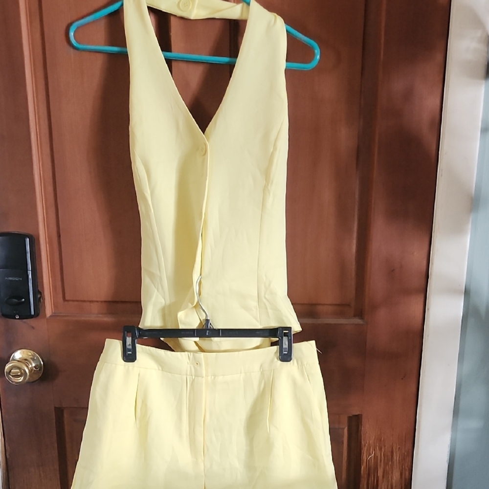 Yellow Halter Neck Short Set